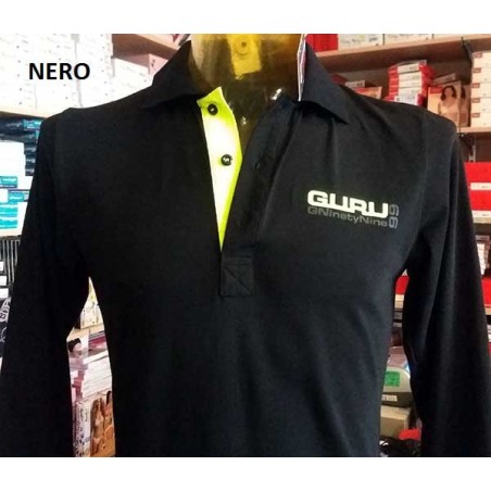 Polo uomo Guru con logo frontale e stampa sul collo fluo