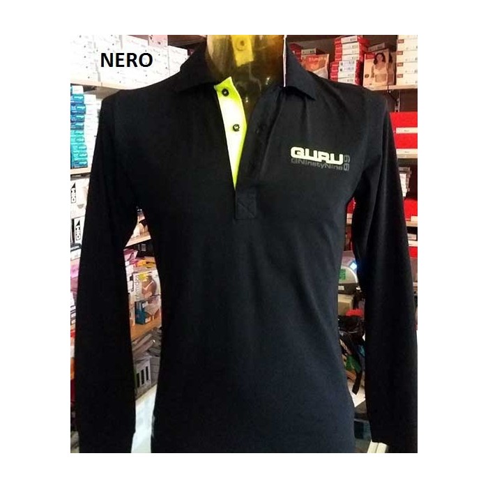 Polo uomo Guru con logo frontale e stampa sul collo fluo