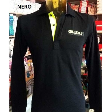 Polo uomo Guru con logo frontale e stampa sul collo fluo
