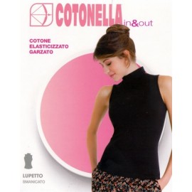 Maglia smanicata donna Cotonella a lupetto, cotone elasticizzato