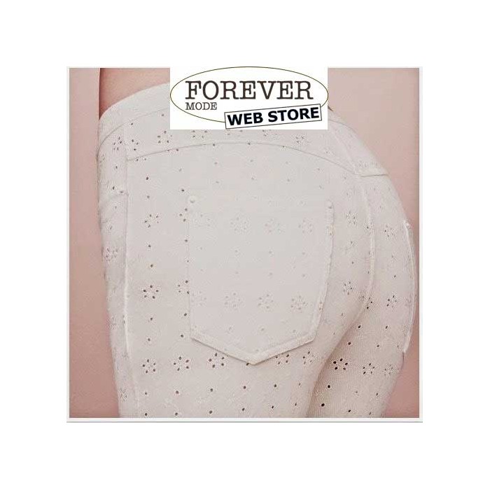 Leggings donna Matignon, motivo ricamato SanGallo, tasche dietro