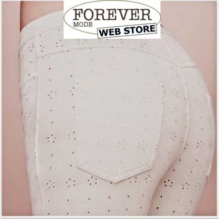 Leggings donna Matignon, motivo ricamato SanGallo, tasche dietro