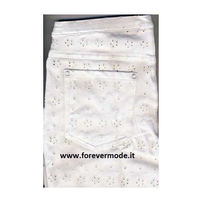 Leggings donna Matignon, motivo ricamato SanGallo, tasche dietro