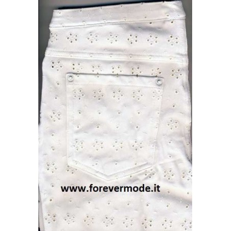 Leggings donna Matignon, motivo ricamato SanGallo, tasche dietro