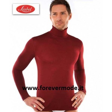 Maglia uomo Liabel manica lunga con collo dolcevita liscio in misto lana liscio