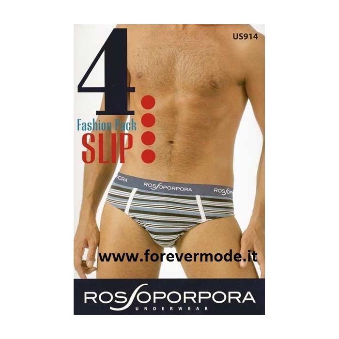3 Slip uomo RossoPorpora, cotone in 3 motivi con elastico logo