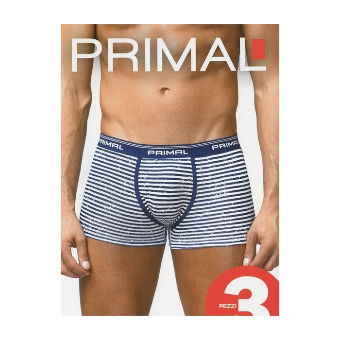 3 Boxer uomo Primal in cotone elasticizzato fantasia con elastico logato