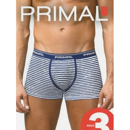 3 Boxer uomo Primal in cotone elasticizzato fantasia con elastico logato