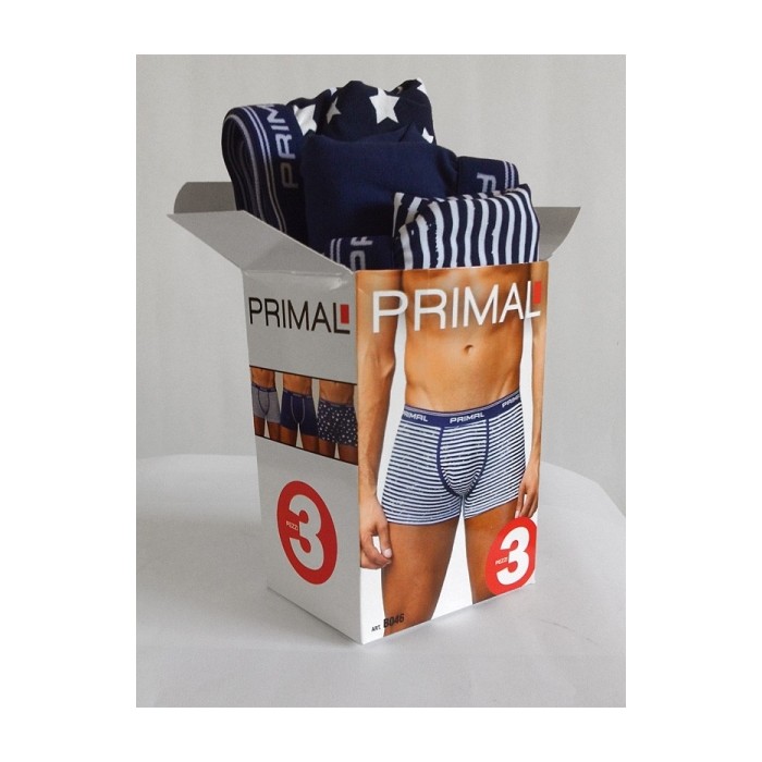 3 Boxer uomo Primal in cotone elasticizzato fantasia con elastico logato