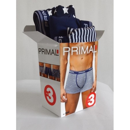 3 Boxer uomo Primal in cotone elasticizzato fantasia con elastico logato