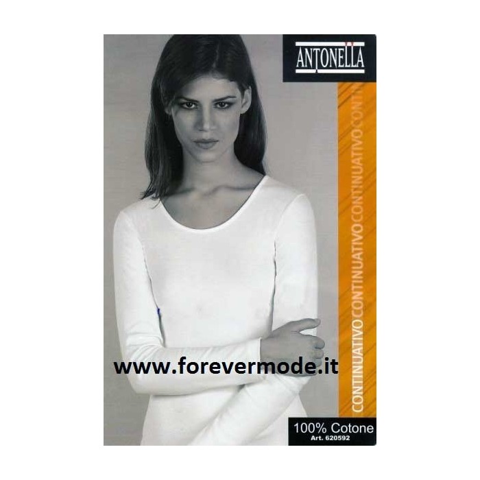 Maglia donna Antonella in cotone felpato con profili in cotone