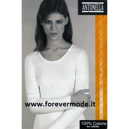 Maglia donna Antonella in cotone felpato con profili in cotone