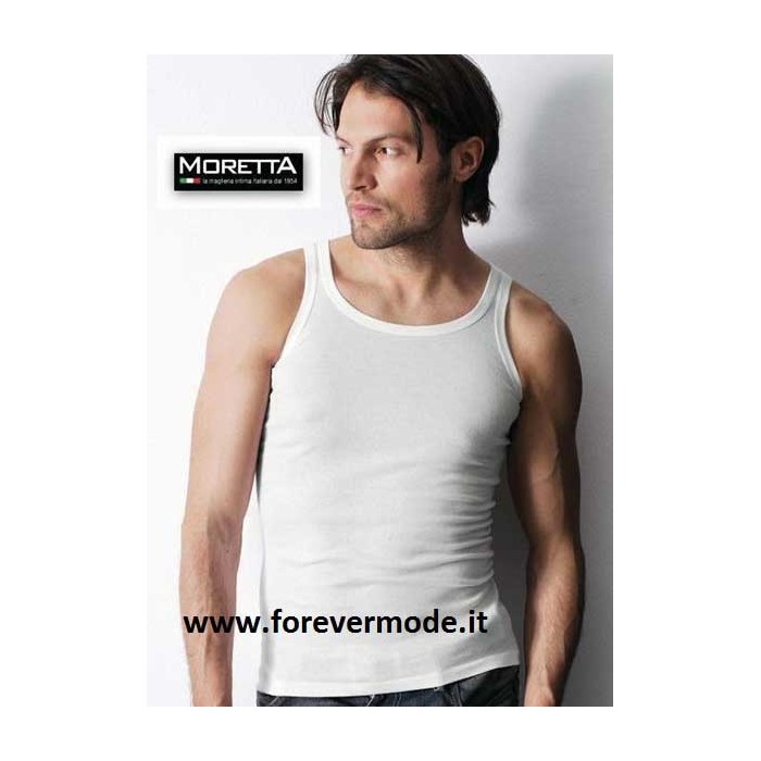 3 Canottiere uomo Moretta spalla stretta a maglia liscia in cotone