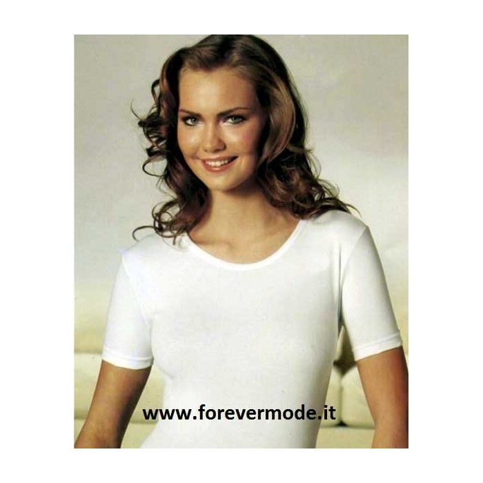 T-shirt maglia donna Nottingham girocollo in cotone bielastico