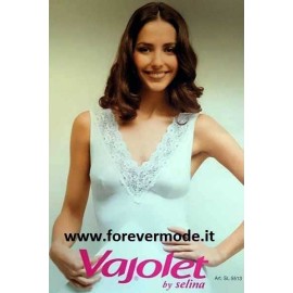 Canottiera donna Vajolet a spalla larga in filoscozia con forma del seno e pizzo macramè 2