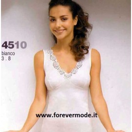 Canottiera donna Vajolet a spalla larga in cotone e lana con forma del seno e pizzo