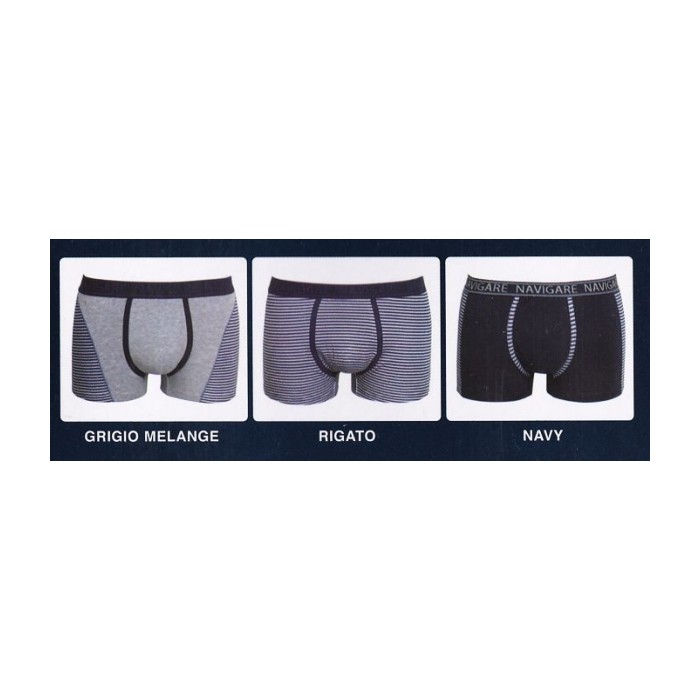 3 Boxer uomo Navigare in cotone con motivo a righe tinto in filo