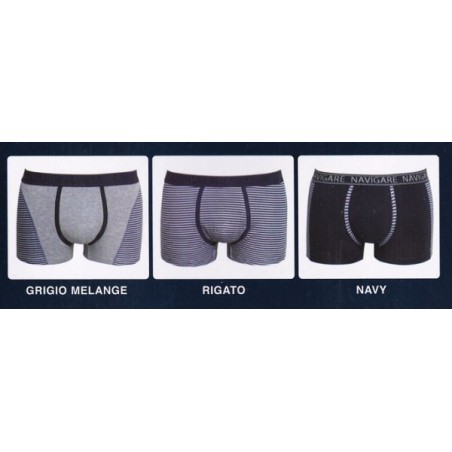3 Boxer uomo Navigare in cotone con motivo a righe tinto in filo