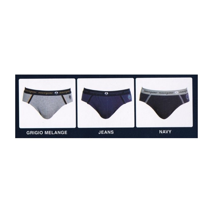 3 Slip uomo Navigare in cotone con bande elastico esterno logato