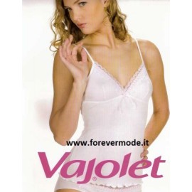 Canottiera donna Vajolet a spalla stretta in cotone con forma del seno e pizzo