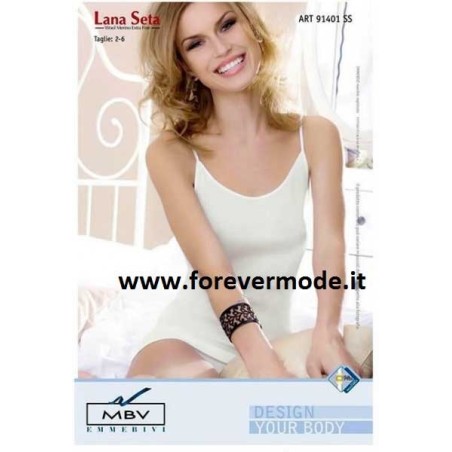 Canottiera donna Emmebivi a spalla stretta in lana e seta con profili in raso