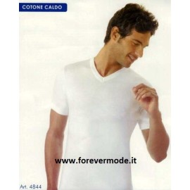 T-Shirt uomo Acquablu manica corta scollo a V in caldo cotone felpato invernale