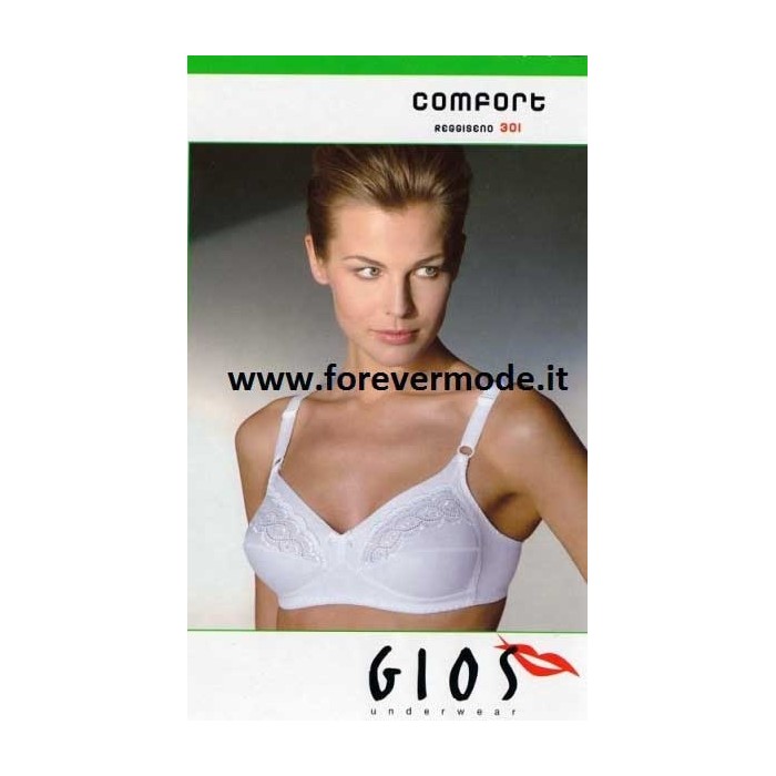 Reggiseno donna Gios in puro cotone senza ferretto con inserti pizzo sangallo