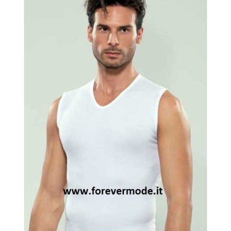 3 T-shirt uomo Coveri senza maniche con scollo a V in cotone elasticizzato