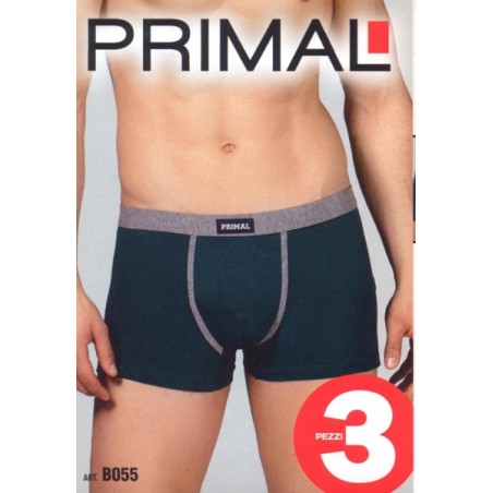 3 Boxer uomo Primal in cotone elasticizzato con bande ed elastico loggato
