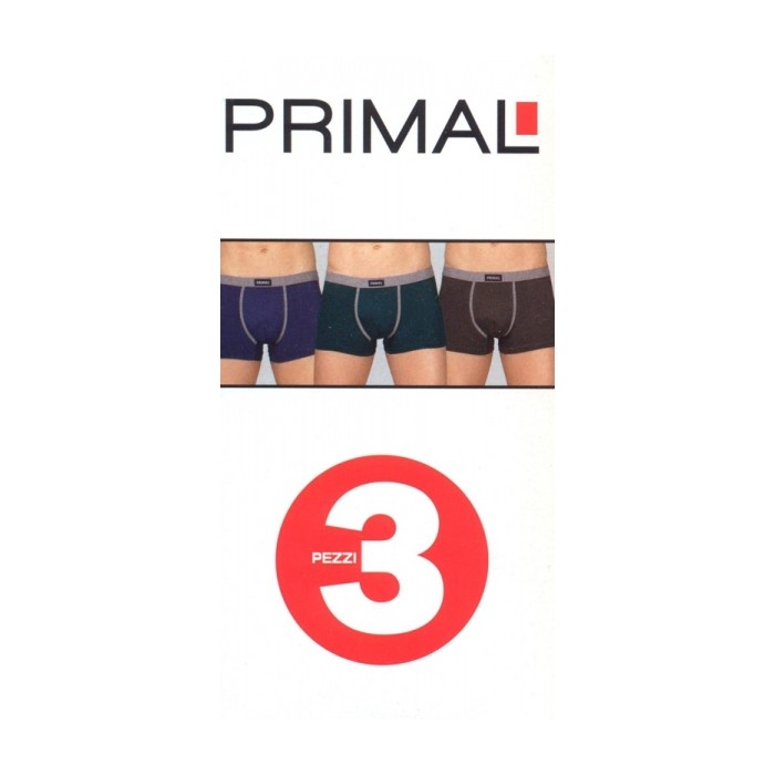 3 Boxer uomo Primal in cotone elasticizzato con bande ed elastico loggato