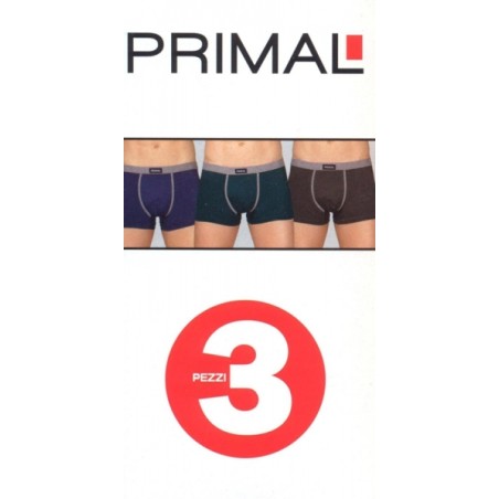 3 Boxer uomo Primal in cotone elasticizzato con bande ed elastico loggato