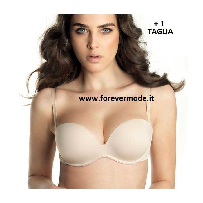 Reggiseno donna Lormar fascia imbottita Push Up senza ferretto +1 taglia