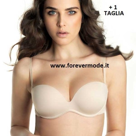 Reggiseno donna Lormar fascia imbottita Push Up senza ferretto +1 taglia