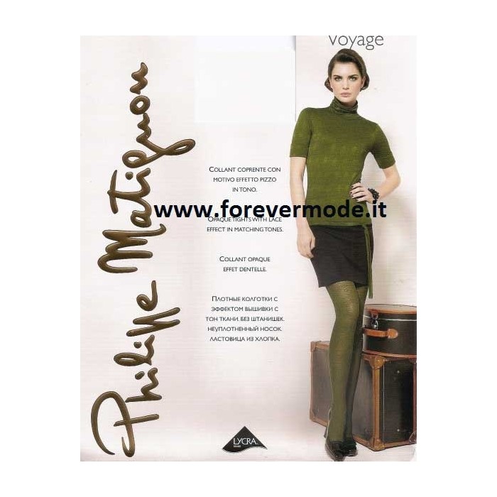 Collant donna Matignon coprente con motivo effetto pizzo in tono