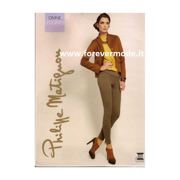 Leggings pantalone donna Matignon in cotone, finte tasche dietro