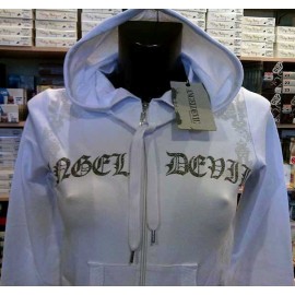 Felpa donna Angel Devil con stampa logo tasche e cappuccio