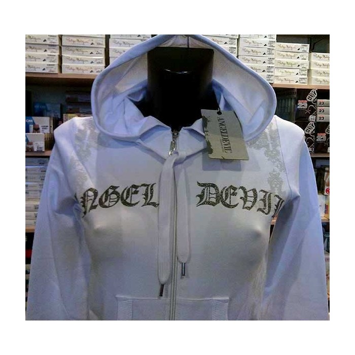 Felpa donna Angel Devil con stampa logo tasche e cappuccio