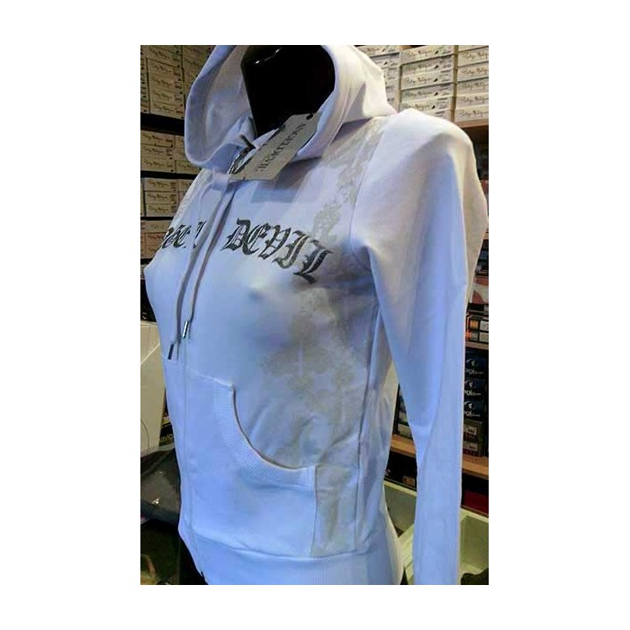Felpa donna Angel Devil con stampa logo tasche e cappuccio