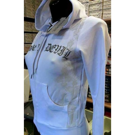 Felpa donna Angel Devil con stampa logo tasche e cappuccio
