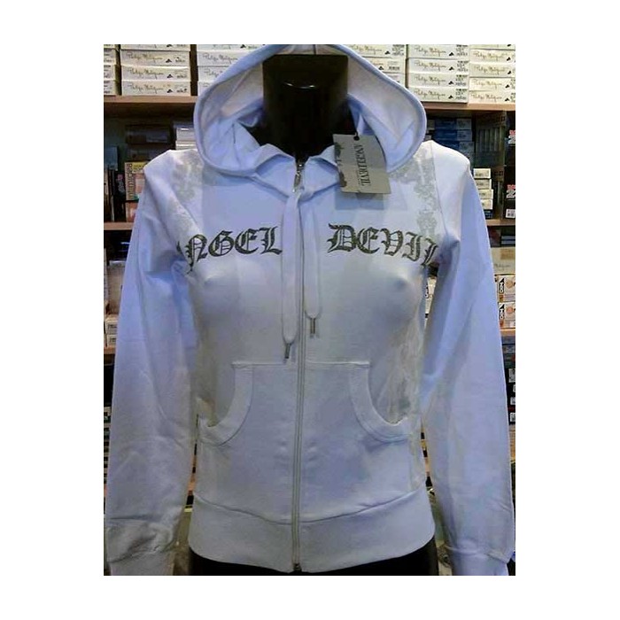Felpa donna Angel Devil con stampa logo tasche e cappuccio