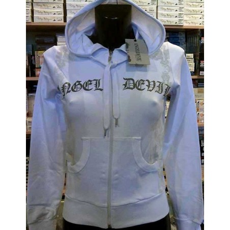 Felpa donna Angel Devil con stampa logo tasche e cappuccio
