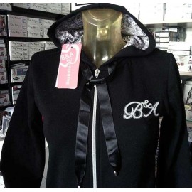 Felpa donna Baci & Abbracci logo con paillettes tasche cappuccio 2