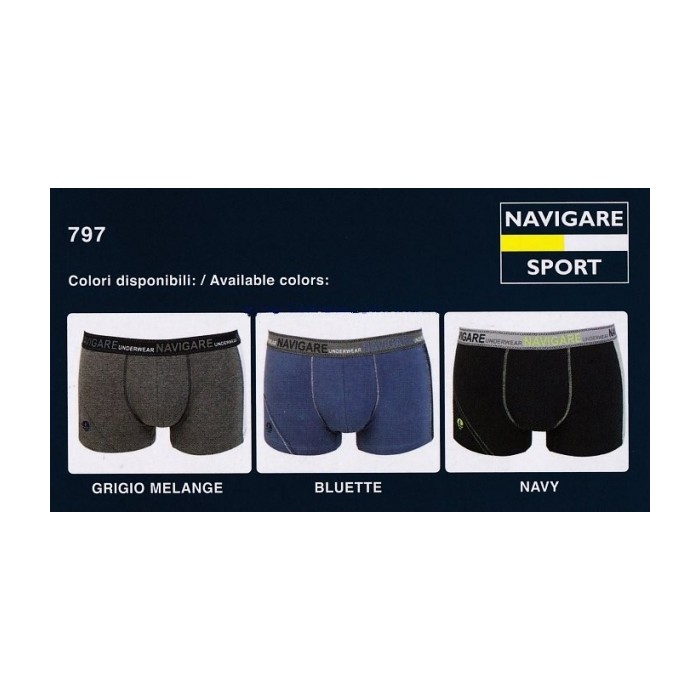 3 Boxer uomo Navigare in cotone con bande ed elastico logato