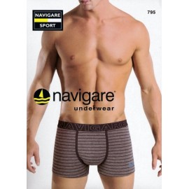 3 Boxer uomo Navigare cotone rigato tinto in filo, elastico logo