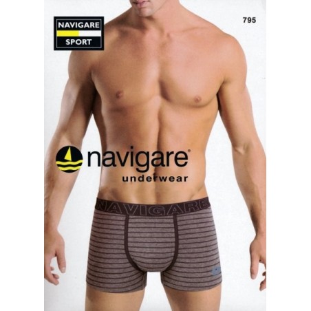 3 Boxer uomo Navigare cotone rigato tinto in filo, elastico logo