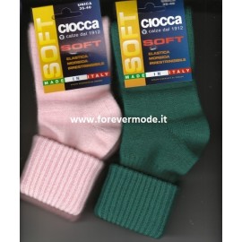 6 Paia Calze donna Ciocca corte in calda piumetta con risvolto