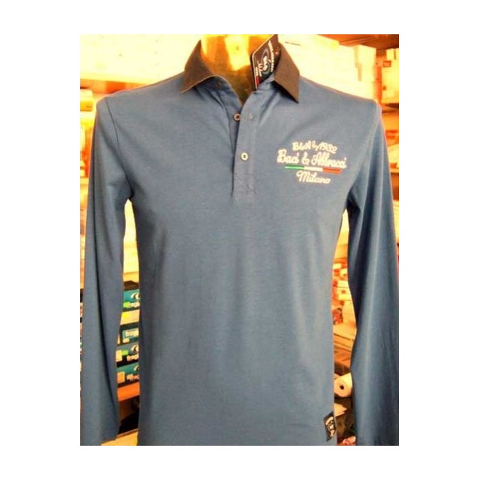 Polo uomo Baci & Abbracci con stampa logo frontale e sul collo