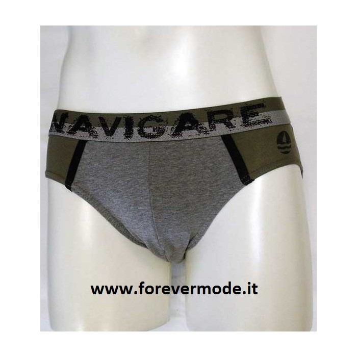 3 Slip uomo Navigare in cotone con logo e bande,elastico logato