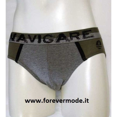 3 Slip uomo Navigare in cotone con logo e bande,elastico logato