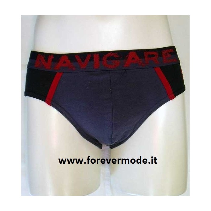 3 Slip uomo Navigare in cotone con logo e bande,elastico logato